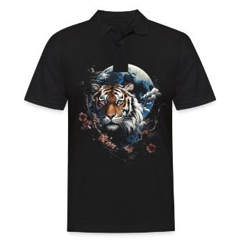 Clair De Lune, Tigre, Chinois, Japonais, Chine - Polo Homme - noir - Devant - Kai (181cm)
