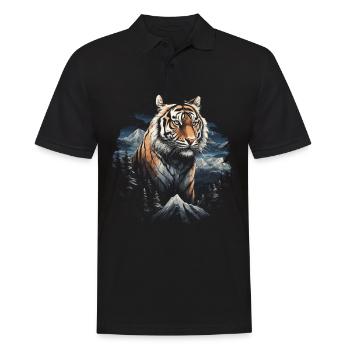 Tiger, Nature, Animals - Men's Polo Shirt - black - Front - Kai (181cm)
