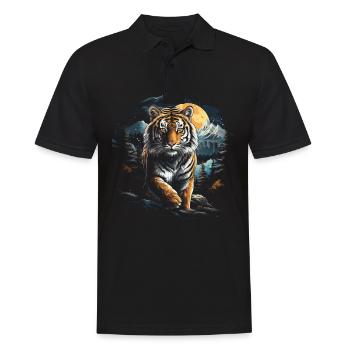 Tiger, Nature, Animals - Men's Polo Shirt - black - Front - Kai (181cm)
