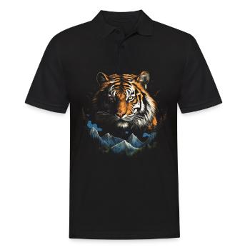 Tiger Natur Tiere - Männer Poloshirt - Schwarz - Vorne - Kai (181cm)
