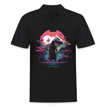Japanisch Traditionell Berg fuji Japan Geisha - Männer Poloshirt - Schwarz - Vorne - Kai (181cm)