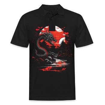 Tatouage Japonais Nuit Mystique Japon - Polo Homme - noir - Devant - Kai (181cm)