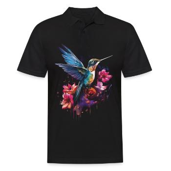 Colibri oiseau Floral oeuvre - Polo Homme - noir - Devant - Kai (181cm)