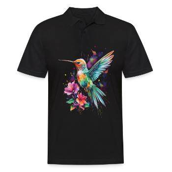 Colibri oiseau Floral oeuvre - Polo Homme - noir - Devant - Kai (181cm)