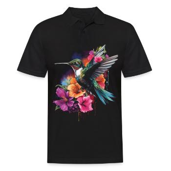 Colibri oiseau Floral oeuvre - Polo Homme - noir - Devant - Kai (181cm)