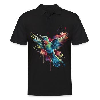 Colibri oiseau Floral oeuvre - Polo Homme - noir - Devant - Kai (181cm)