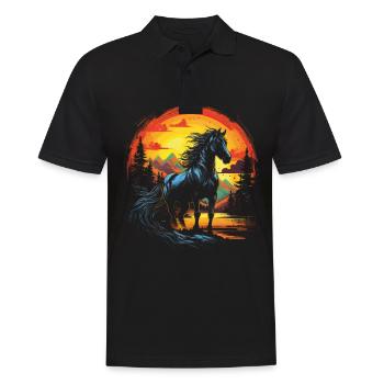 Horse, Nature, Wilderness - Men's Polo Shirt - black - Front - Kai (181cm)