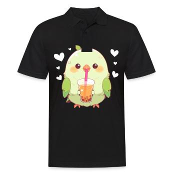Inséparable kawaii boit Boba Bubble Tea Chibi - Polo Homme - noir - Devant - Kai (181cm)