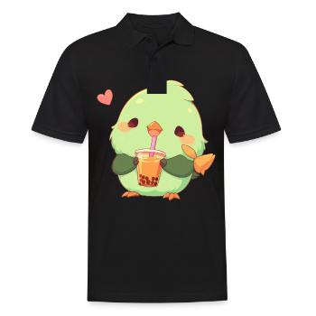 Inséparable kawaii boit Boba Bubble Tea Chibi - Polo Homme - noir - Devant - Kai (181cm)