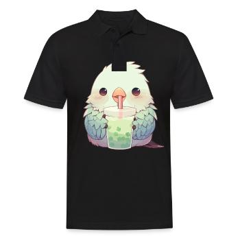 Inséparable kawaii boit Boba Bubble Tea Chibi - Polo Homme - noir - Devant - Kai (181cm)