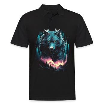 Wolf Natur Tier Nordisch Fantasy - Männer Poloshirt - Schwarz - Vorne - Kai (181cm)