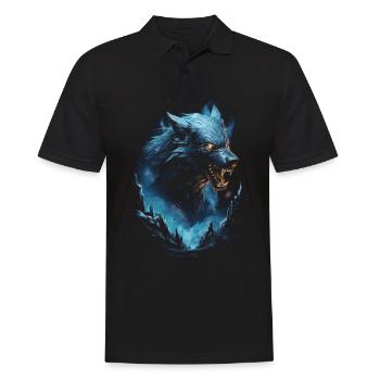 Wolf Natur Tier Nordisch Fantasy - Männer Poloshirt - Schwarz - Vorne - Kai (181cm)