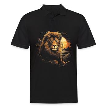 Lion, King, Animal, Wildlife - Men's Polo Shirt - black - Front - Kai (181cm)
