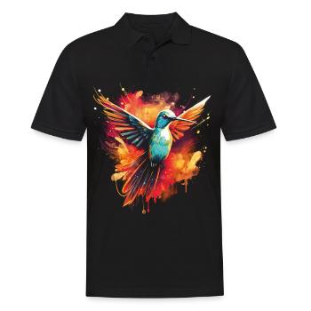 Kolibri Kunstwerk Bunt Vogelliebhaber - Männer Poloshirt - Schwarz - Vorne - Kai (181cm)