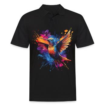 Kolibri Kunstwerk Bunt Vogelliebhaber - Männer Poloshirt - Schwarz - Vorne - Kai (181cm)