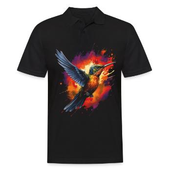 Kolibri Kunstwerk Bunt Vogelliebhaber - Männer Poloshirt - Schwarz - Vorne - Kai (181cm)