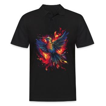 Kolibri Kunstwerk Bunt Vogelliebhaber - Männer Poloshirt - Schwarz - Vorne - Kai (181cm)