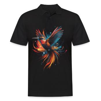 Kolibri Kunstwerk Bunt Vogelliebhaber - Männer Poloshirt - Schwarz - Vorne - Kai (181cm)