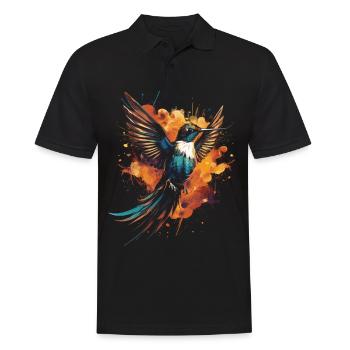 Kolibri Kunstwerk Bunt Vogelliebhaber - Männer Poloshirt - Schwarz - Vorne - Kai (181cm)
