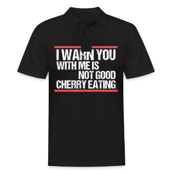 with me is not good cherry eating Denglisch - Men's Polo Shirt - black - Front - Kai (181cm)