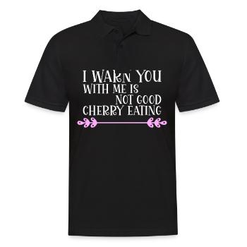 with me is not good cherry eating Denglisch - Men's Polo Shirt - black - Front - Kai (181cm)