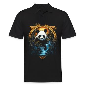 Panda Chinese Japanese Asia Bamboo Kawaii - Men's Polo Shirt - black - Front - Kai (181cm)