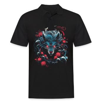 Wolf Japanisch Japanische Kunst Anime Traditionell - Männer Poloshirt - Schwarz - Vorne - Kai (181cm)