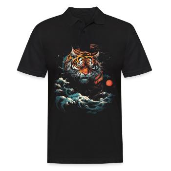 Clair de lune Fantaisie Asie japonaise Mythologie du tigre - Polo Homme - noir - Devant - Kai (181cm)