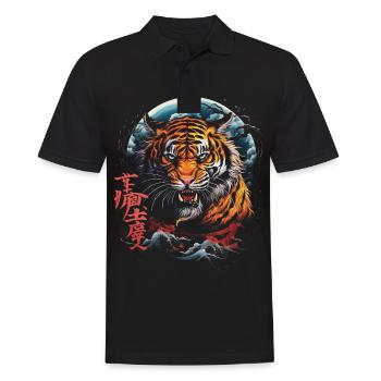 Clair de lune Fantaisie Asie japonaise Mythologie du tigre - Polo Homme - noir - Devant - Kai (181cm)