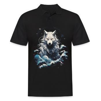 Wolf Japanisch Japanische Kunst Anime Traditionell - Männer Poloshirt - Schwarz - Vorne - Kai (181cm)