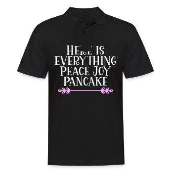 Voici tout ce qu’il faut Peace Joy Pancake Denglisch - Polo Homme - noir - Devant - Kai (181cm)