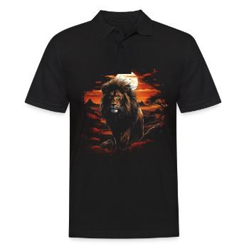 Lion, King, Mighty, Animal, Wildlife, Majestic, Courage - Men's Polo Shirt - black - Front - Kai (181cm)