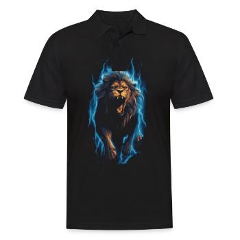 Lion, Feu, Bleu, Mâle - Polo Homme - noir - Devant - Kai (181cm)