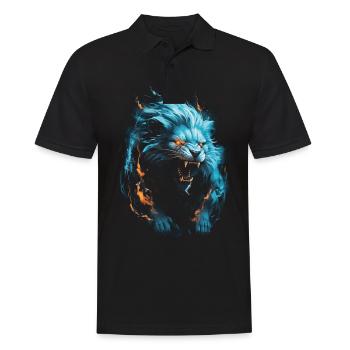 Lion, Feu, Bleu, Mâle - Polo Homme - noir - Devant - Kai (181cm)