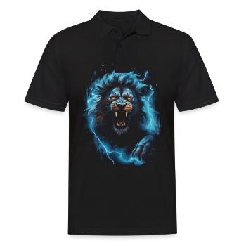 Lion, Feu, Bleu, Mâle - Polo Homme - noir - Devant - Kai (181cm)