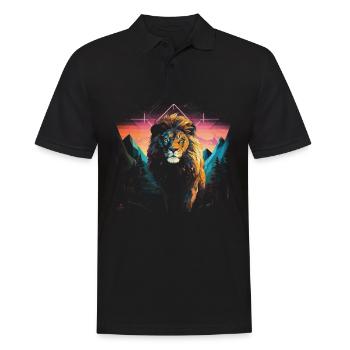 Lion, Savane, Nature, Peinture, Règne Animal, Nature Sauvage - Polo Homme - noir - Devant - Kai (181cm)