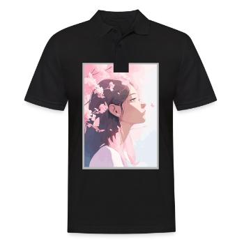 Vintage Japanisch Ästhetik Otaku Anime Girl - Männer Poloshirt - Schwarz - Vorne - Kai (181cm)