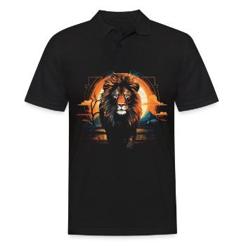 Lion, Savane, Nature, Peinture, Règne Animal, Nature Sauvage - Polo Homme - noir - Devant - Kai (181cm)