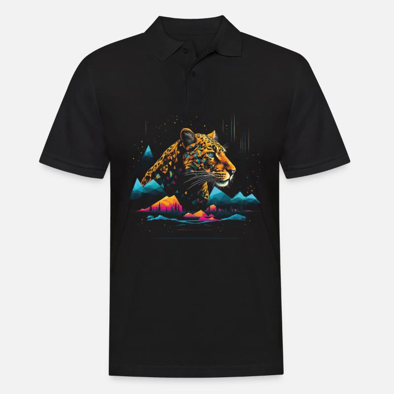 Leopard Tier - Männer Poloshirt - Schwarz
