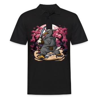 Grue samouraï - Polo Homme - noir - Devant - Kai (181cm)