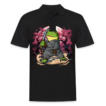 Grenouille samouraï - Polo Homme - noir - Devant - Kai (181cm)