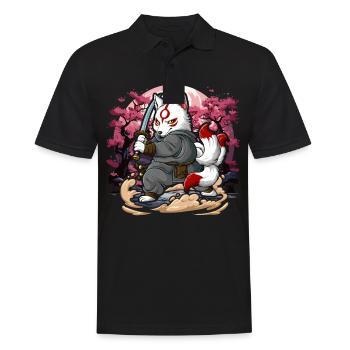 Samurai Kitsune - Männer Poloshirt - Schwarz - Vorne - Kai (181cm)