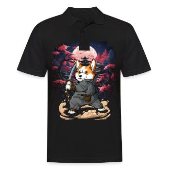 Samurai Corgi - Men's Polo Shirt - black - Front - Kai (181cm)