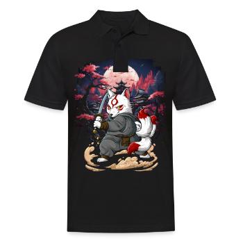 Samurai Kitsune - Männer Poloshirt - Schwarz - Vorne - Kai (181cm)