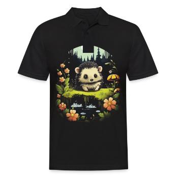 Kawaii Landschaft Tier Igel - Männer Poloshirt - Schwarz - Vorne - Kai (181cm)