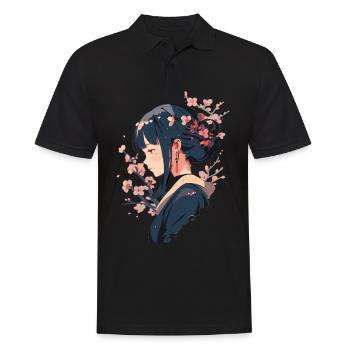 Vintage Japanisch Ästhetik Otaku Anime Girl - Männer Poloshirt - Schwarz - Vorne - Kai (181cm)