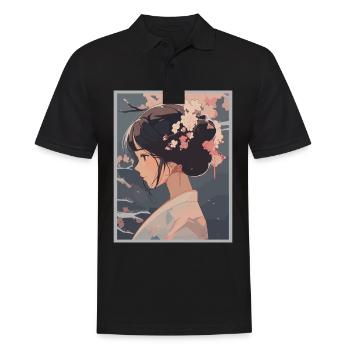 Vintage Japanisch Ästhetik Otaku Anime Girl - Männer Poloshirt - Schwarz - Vorne - Kai (181cm)
