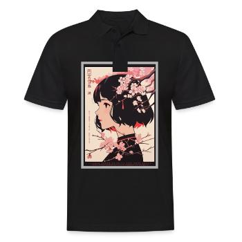 Vintage Japanisch Ästhetik Otaku Anime Girl - Männer Poloshirt - Schwarz - Vorne - Kai (181cm)