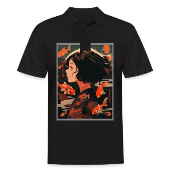 Vintage Japanisch Ästhetik Otaku Anime Girl - Männer Poloshirt - Schwarz - Vorne - Kai (181cm)