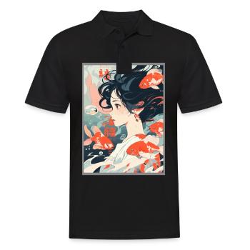 Vintage Japanisch Ästhetik Otaku Anime Girl - Männer Poloshirt - Schwarz - Vorne - Kai (181cm)
